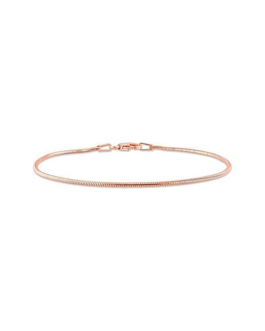 Italian Silver White 18K Rose Over Snake Chain Bracelet