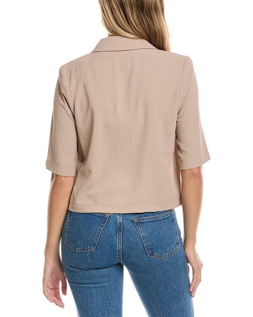 Joseph Ribkoff Blue Short-Sleeve Blazer Top