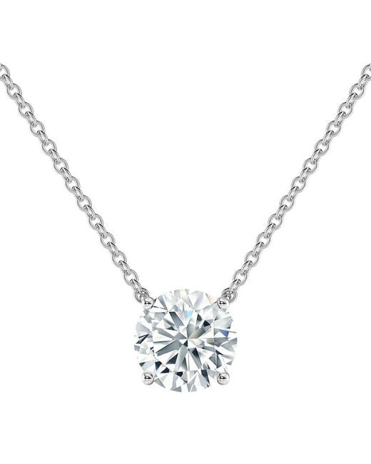 Lab Grown Diamonds Metallic 14K 1.50 Ct. Tw. Lab-Grown Diamond Sol Pendant Necklace