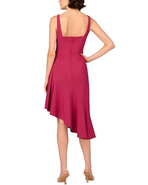 Aidan Mattox Red Solid Midi Dress