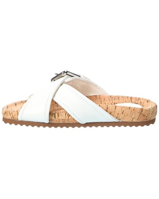 SCHUTZ SHOES White Nairobi Leather Flat Sandal