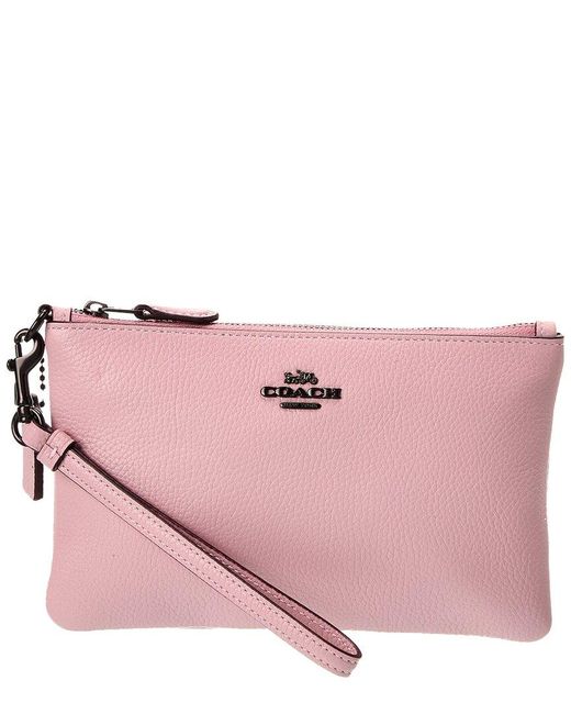 COACH Pink Small Leather Wristlet