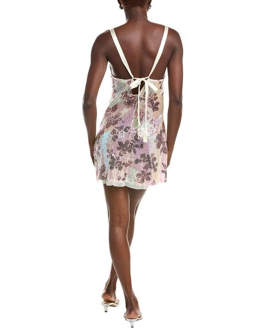 Free People White Dazzle Me Sequin Jacquard Mini Slip Dress