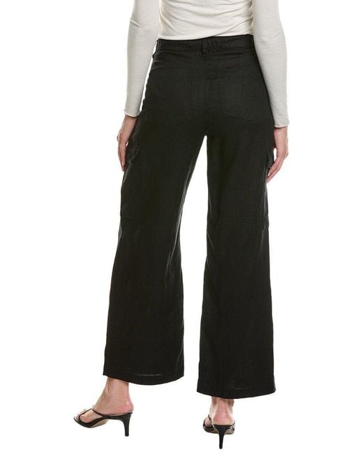 Eileen Fisher Black Wide Leg Linen Cargo Pant