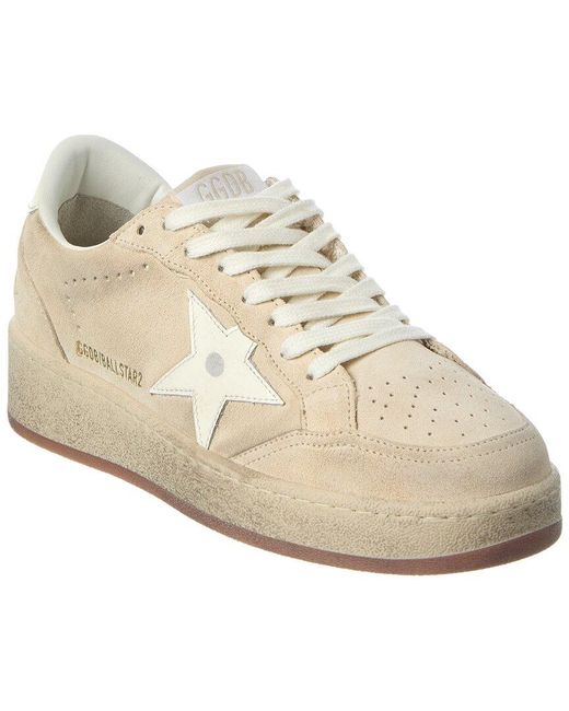 Golden Goose Deluxe Brand White Ballstar 2 Suede & Leather Platform Sneaker