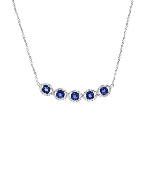 Diana M White Fine Jewelry 18k 1.333.83 Ct. Tw. Diamond & Sapphire Necklace