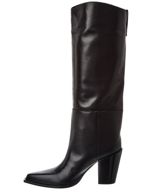 Jimmy Choo Black Cece 80 Leather Knee-high Boot