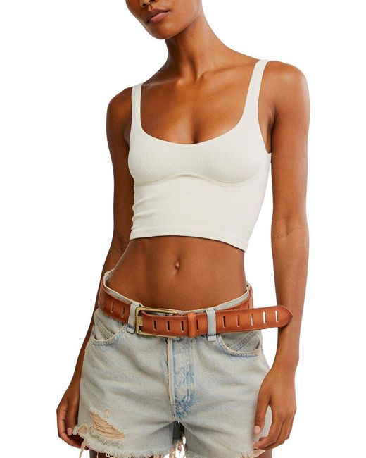Free People White Meg Seamless Bra