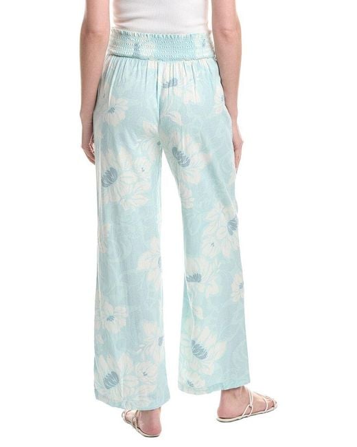 Ellen Tracy Blue Linen-Blend Pant