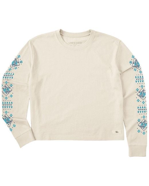 Life Is Good. Natural Long Sleeve Boxy T-Shirt