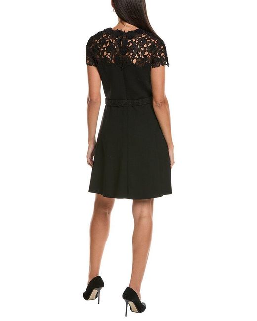 Oscar de la Renta Black Silk-Trim Wool-Blend Mini Dress