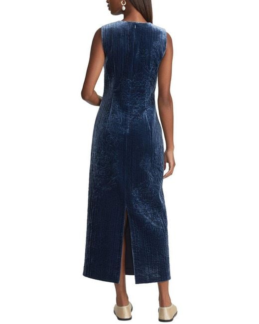 Lafayette 148 New York Blue Baroque Embroidered Silk-Blend Sheath Dress