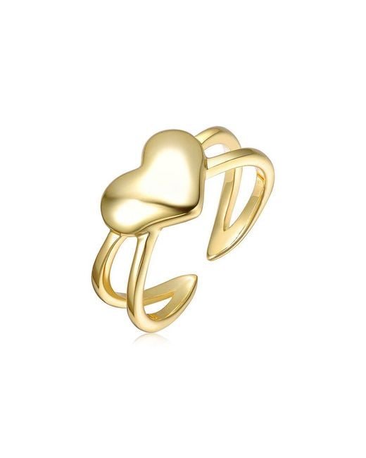 Rachel Glauber Metallic 14K Plated Heart Ring