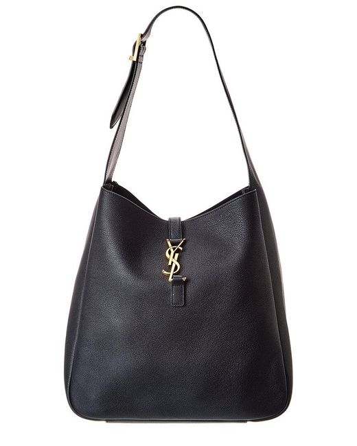 Saint Laurent Black Le 5 A 7 Supple Large Leather Hobo Bag