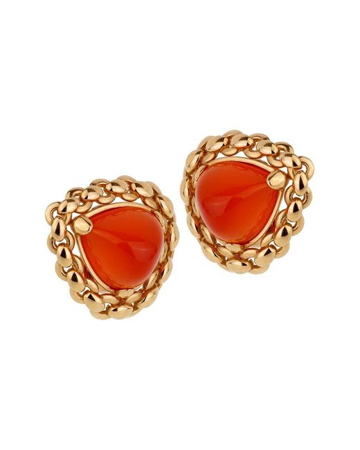 Hermès Orange 18K Carnelian Sugarloaf Clip-On Earrings (Authentic Pre-Owned)