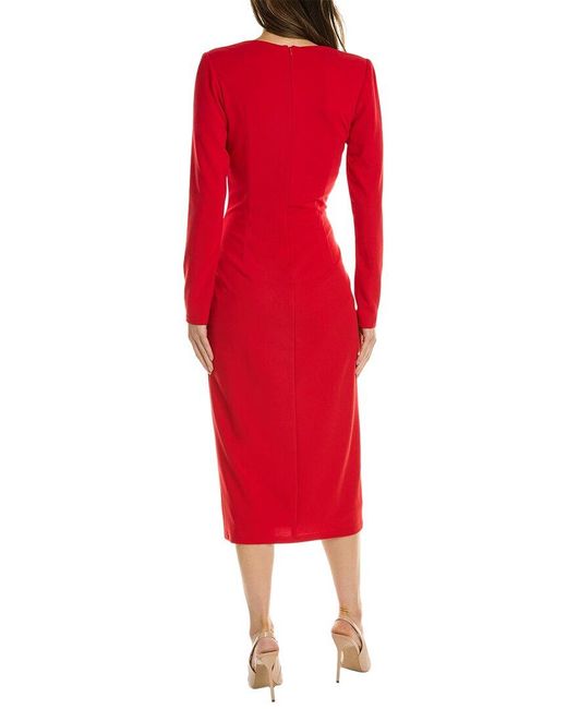 Tadashi Shoji Red Draped Midi Dress