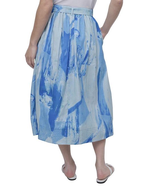 DKNY Blue Pull-On Printed Skirt