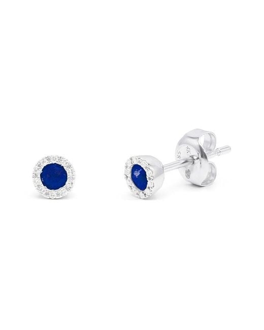 Diana M Blue Fine Jewelry 14k 0.29 Ct. Tw. Diamond & Sapphire Halo Studs