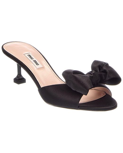 Miu Miu Blue Bow Satin Mule