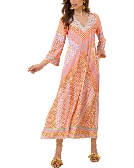 Hale Bob Pink Henley Midi Dress