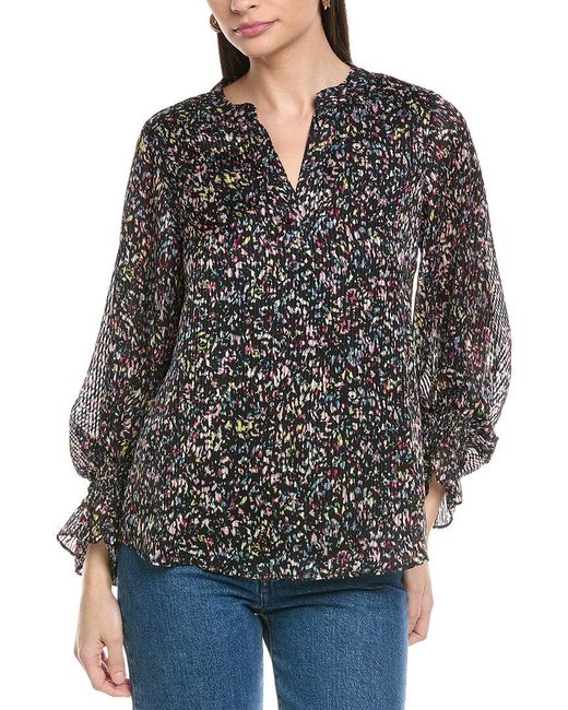 Vince Camuto Black Split Neck Blouse