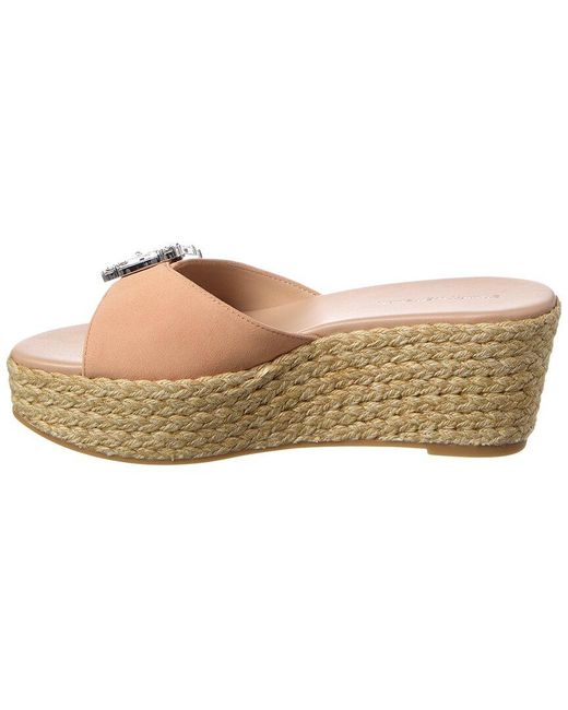 Stuart Weitzman Natural June 75 Suede Wedge Slide