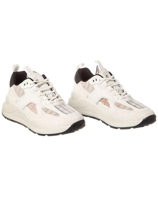 Burberry White Vintage Check Mesh & Suede Sneaker (Authentic Pre-Loved)