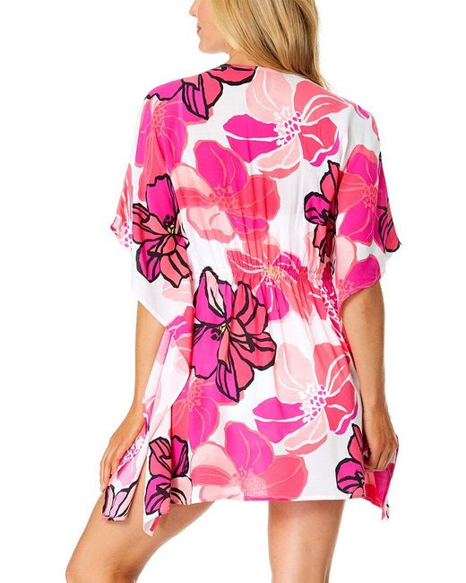 Anne Cole Pink Tie Front Kaftan Cover-Up