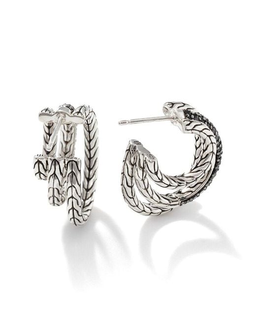 John Hardy Black Essentials Gemstone J Hoops