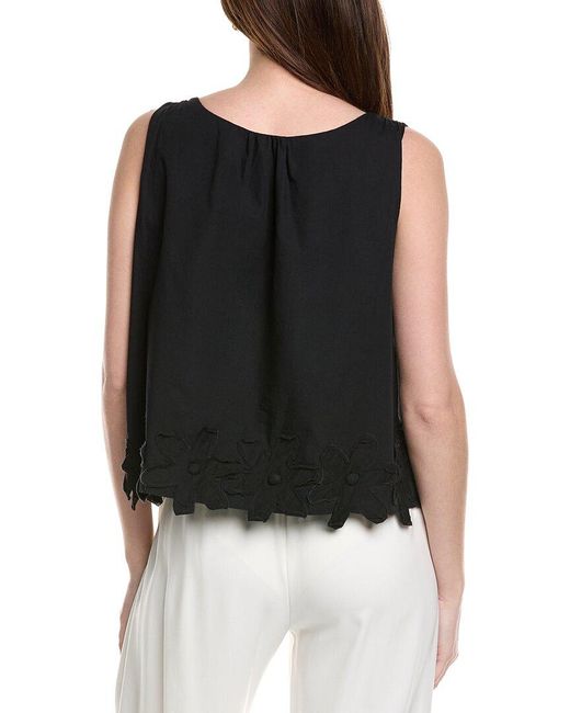 Frances Valentine Black Zennia Flower Hem Tank Top