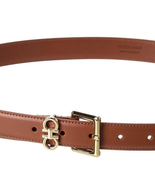 Ferragamo Brown Double Gancini Leather Belt