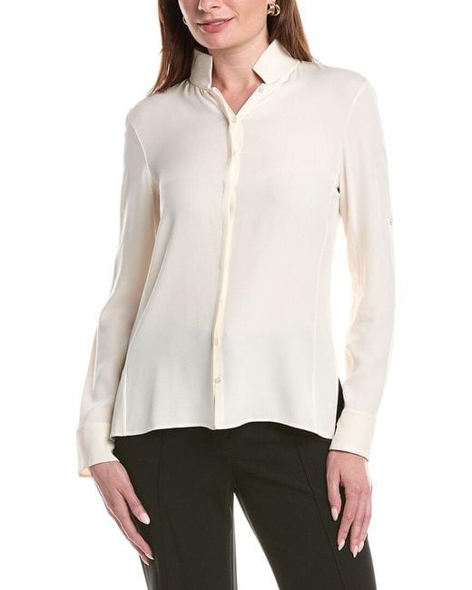 Akris White Long Sleeve Silk Top
