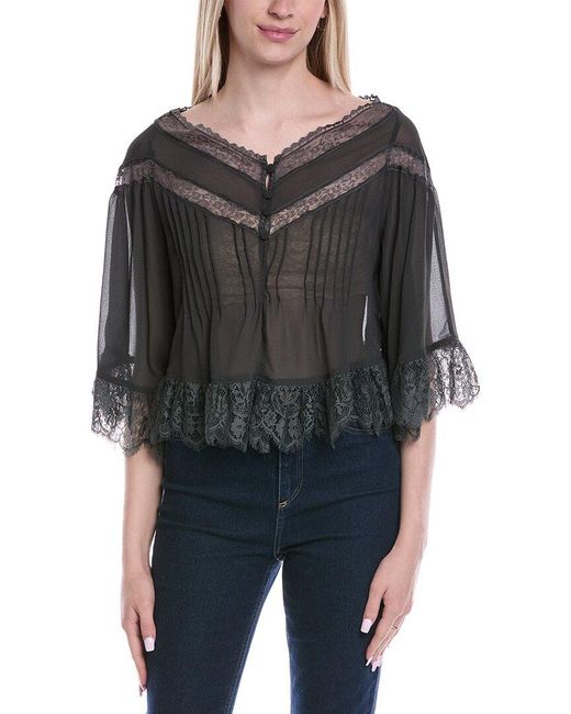 Free People Black Bali Midnight Rain Top