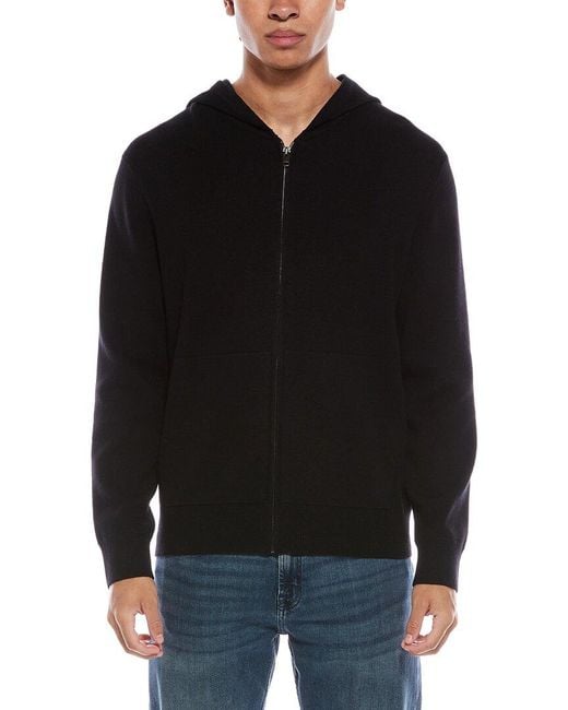 Vince Black Modern Full Zip Wool-Blend Hoodie for men