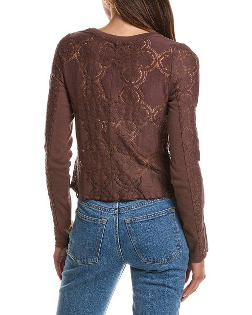 Free People Brown Jae Lace Top
