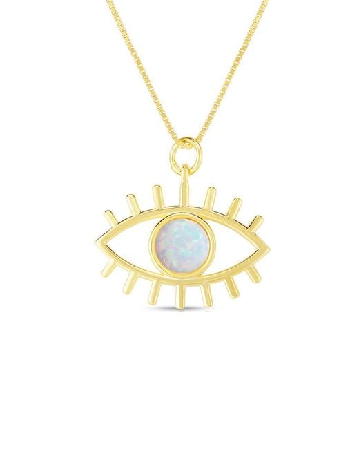 Sphera Milano Metallic 14k Over Silver White Opal Evil Eye Necklace
