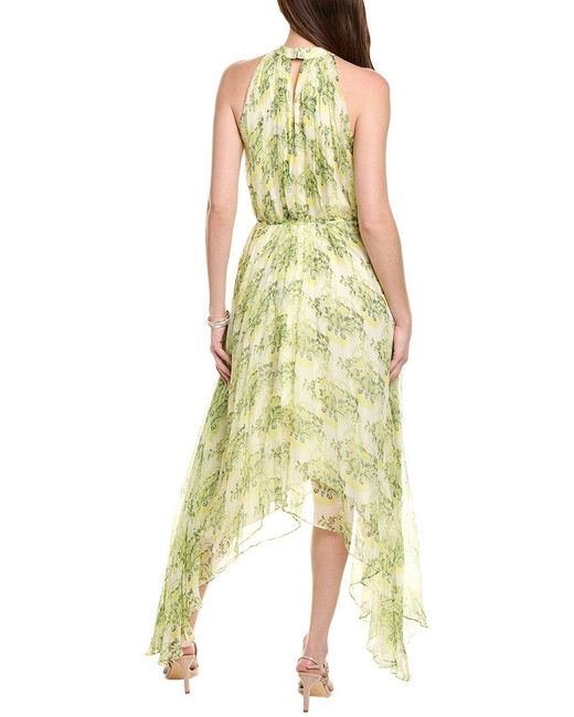 Saloni Yellow Crinkle Silk Chiffon Maxi Dress