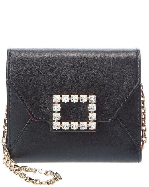 Roger Vivier Black Leather Wallet On Chain