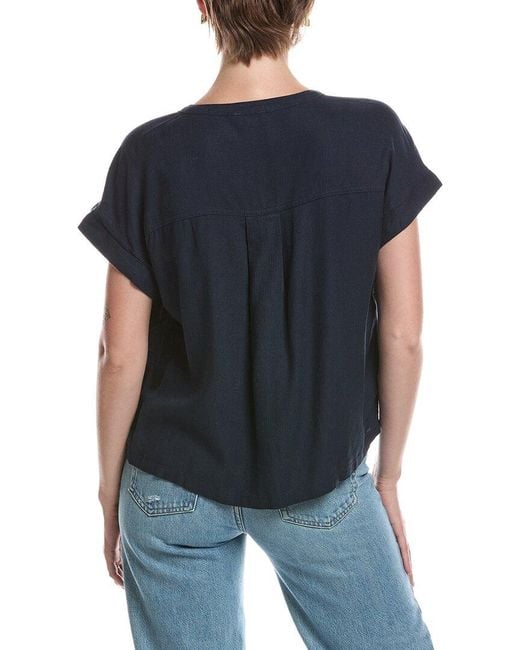 Splendid Blue Linen Blend Top