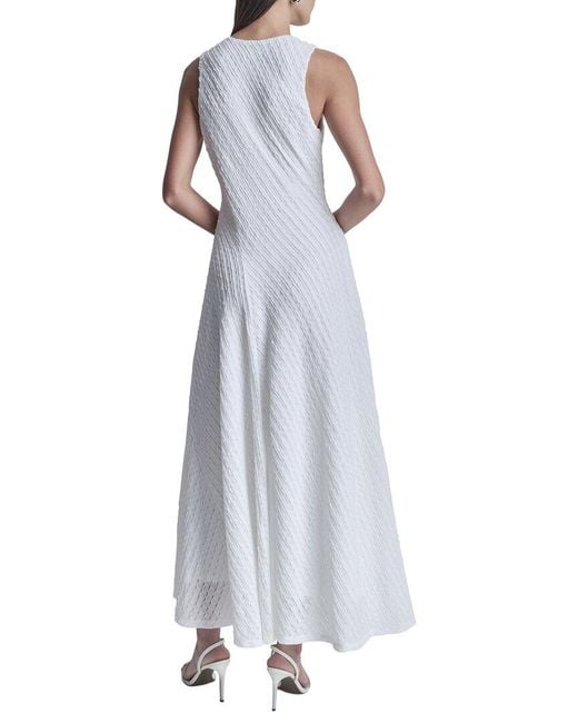 DKNY Blue V-Neck Textured Midi Dress