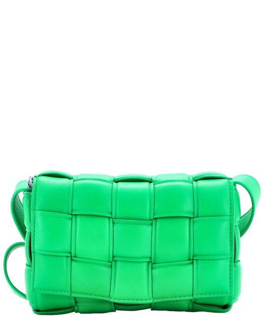 Bottega Veneta Green Maxi Intrecciato Leather Cassette Crossbody Padded Small (authentic Pre-loved)