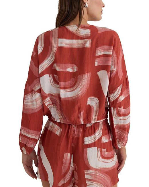 Bella Dahl Red Tie Up Pullover Top