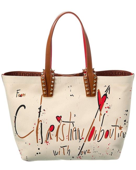 Christian Louboutin Natural Cabata Small Canvas & Leather Tote