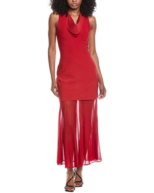Jonathan Simkhai Red Xena Maxi Halter Dress