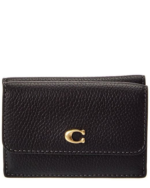 COACH Black Essential Mini Leather Trifold Wallet