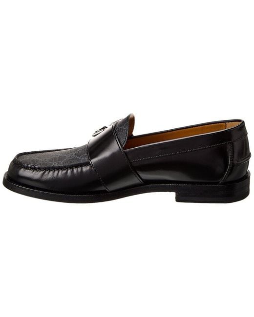Gucci Black GG Buckle GG Supreme Canvas & Leather Loafer for men