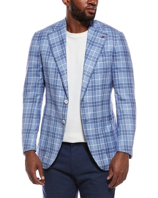 Isaia Blue Capri Linen & Wool-Blend Sport Jacket for men