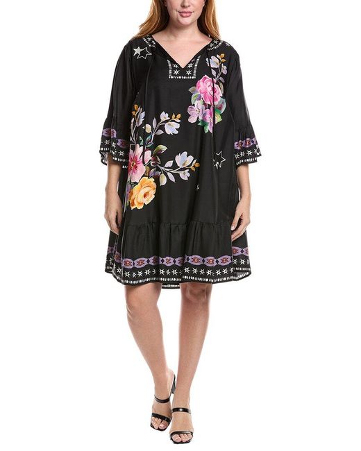 Johnny Was Black Plus Hailee Silk-Blend Mini Dress