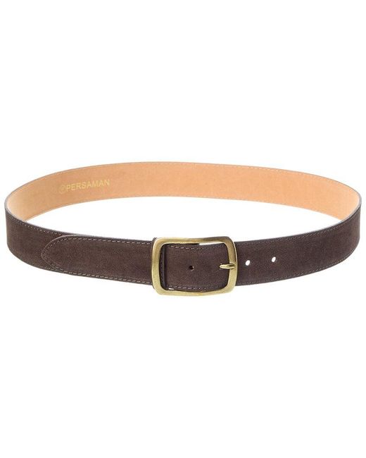 Persaman New York Brown Brair Suede Belt