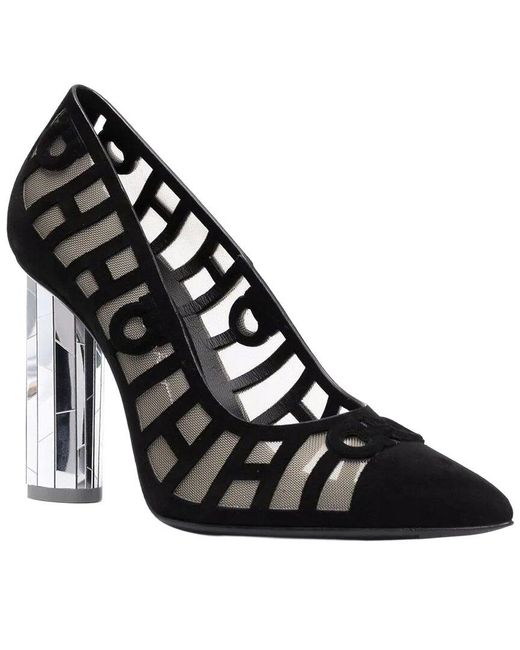 Ferragamo Black Mirrored Leather Heel Pump